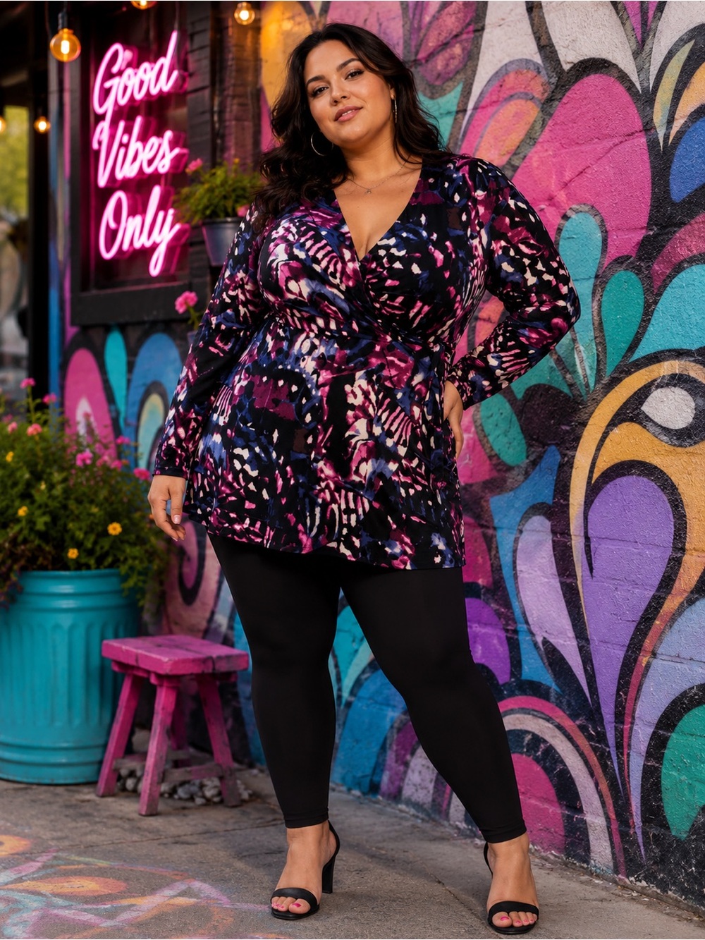 Torrid Studio Knit Watercolor Abstract Surplice Wrap Top | Size 4X 🎨